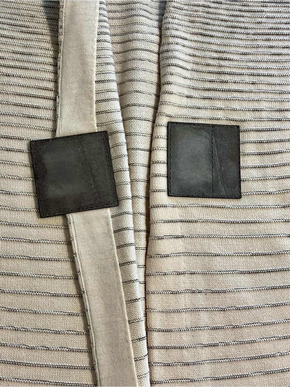 Lafayette 148 New York Wool Cardigan Sweater Ombre Gray Beige Leather Closure S - Picture 5 of 10